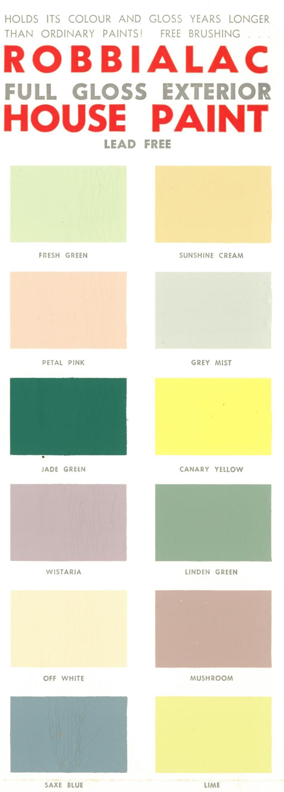House Paint Colour Chart